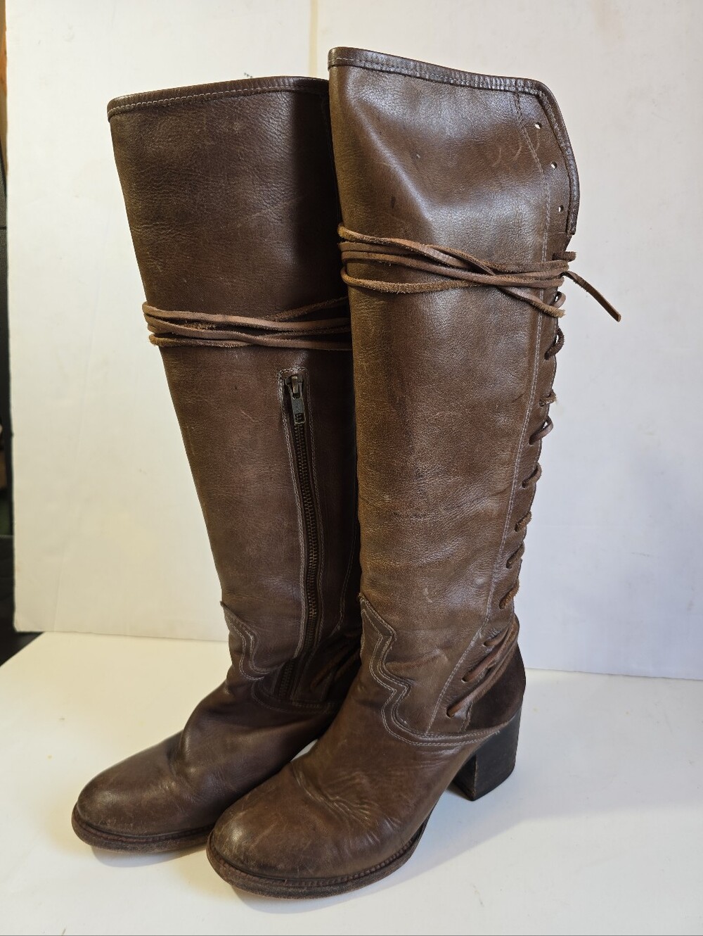 Freebird By Steven Womens Coal Lace Leather Boots Size 9